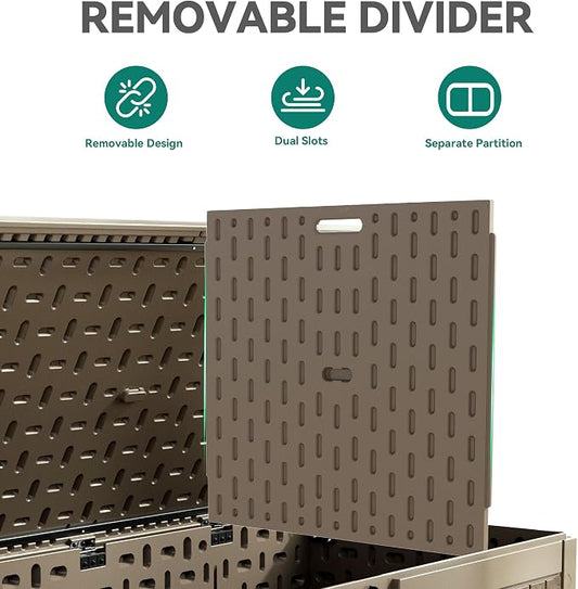 YITAHOME 320 Gallon Double-Wall Deck Box with Divider & Side Handles | Outdoor Large Storage for Patio Furniture Cushions, Garden Pool Accessories, Water Resistant & Lockable