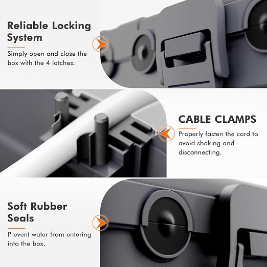RESTMO 5-Piece Outdoor Waterproof Electrical Box Set – 12.5" x 8.5" x 5" Large & 7.1" x 2.3" x 2.3" Small, Weatherproof Boxes for Power Strip, Outlet, Plug, Socket, Timer, Holiday Light, Gray