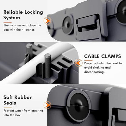 RESTMO 5-Piece Outdoor Waterproof Electrical Box Set – 12.5" x 8.5" x 5" Large & 7.1" x 2.3" x 2.3" Small, Weatherproof Boxes for Power Strip, Outlet, Plug, Socket, Timer, Holiday Light, Gray