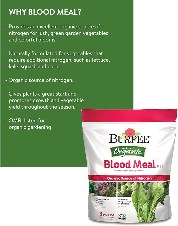 Burpee 4lb Organic Plant Food + 3lb Organic Blood Meal Fertilizer Bundle for Vegetable Garden, Flower Garden & Seed Starting