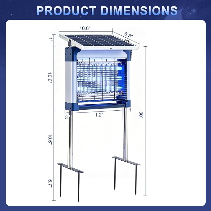 Solar Bug Zapper Outdoor (Silver Gray, 15.5in Diagonal)