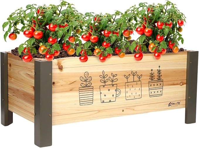 Raised Garden Bed for Kids - 30”L*16”W*13”H Elevated Wooden Planter Box Stand, Backyard, Patio, Balcony w/Bed Liner, 170lb Capacity (Green)