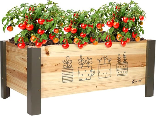 Raised Garden Bed for Kids - 30”L*16”W*13”H Elevated Wooden Planter Box Stand, Backyard, Patio, Balcony w/Bed Liner, 170lb Capacity (Green)