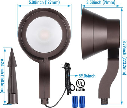 LEONLITE 4-Pack 5CCT Wall Wash Dimmable LED Low Voltage Landscape Lights | 12W/7.3W/3.7W, Landscape Spotlights Outdoor, 12-24V AC/DC, 1800K/2700K/3500K/4000K/5000K, IP65, ETL Listed, Aluminum