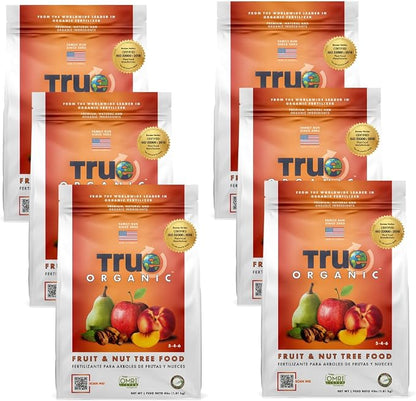 True Organic Fruit & Nut Food – Organic Fertilizer for Productive Tree Growth – Prevent Blossom End Rot – 4lb Bag Covers 70 Sq. Ft.- Case of 6