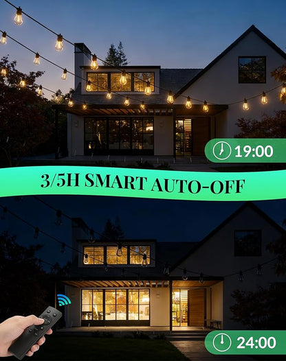 Outdoor String Lights LED Patio-Light - 150Ft Outside Waterproof Dimmable Porch Lights with Remote Shatterproof S14 Bulbs Outside Hanging Light Connectable Lighting for Gazebo Backyard Bistro Pergola