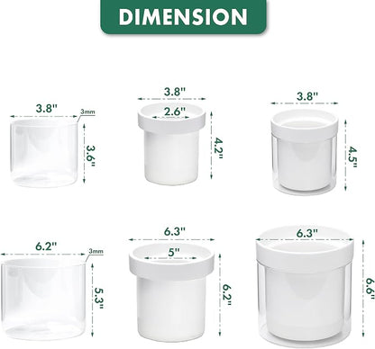 Phoenix Vine 6 Inch 4 Inch Self Watering Planter, White Terracotta Clay Pots with Glass Reservoir for Indoor Plants, Herbs, Flowers, 52-B-G-46