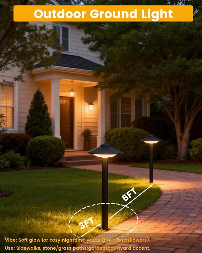 20.33 Inch Aluminum Low Voltage Landscape Lighting 2.7W LED Low Voltage Pathway Lights, Outdoor Landscape Path Lights with Patent Connector, ETL UL CSA Qualified IP54 Waterproof, 6 Pack