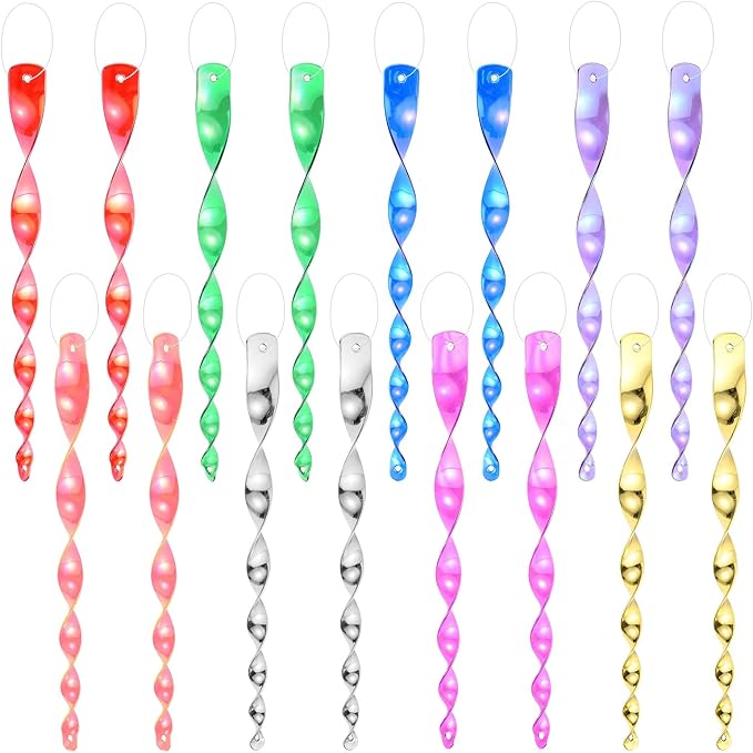 M METERXITY 16-Pack Bird Reflective Rods 11.5 Inch Spiral Bird Scare Rods Hanging Birds Deterrent Device for Yard/Patio/Garden/Farm/Decoration [Multicolor]
