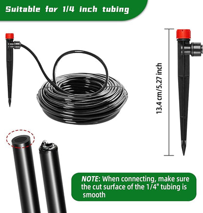 30PCS Push-to-Fit Drip Irrigation Emitters for 1/4 inch Irrigation Tubing, Adjustable 360 Degree Drip Emitter Sprayer with Stake, Irrigation Dripper Sprinklers for Drip Irrigation System