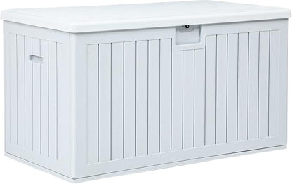 YITAHOME XL 180 Gallon Large Deck Box | Outdoor Storage for Patio Furniture Cushions,Garden Tools,Waterproof,Lockable (White)