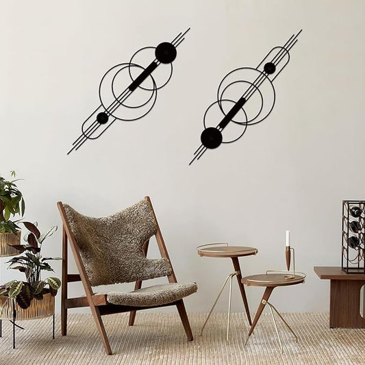 ruelen 2 Pcs Small Metal Abstract Wall Art, Modern Minimalist Wall Decor Single Line Art Metal Vertical Wall Decor Geometric Wall Hanging Sculptures for Home Bedroom Living Room, 31.5 x 10.24 Inch