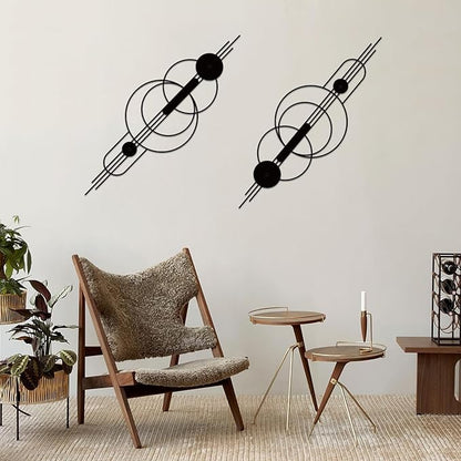 ruelen 2 Pcs Small Metal Abstract Wall Art, Modern Minimalist Wall Decor Single Line Art Metal Vertical Wall Decor Geometric Wall Hanging Sculptures for Home Bedroom Living Room, 39.37 x 12.8 Inch