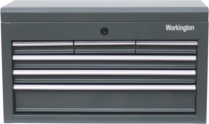 Workington Portable Metal Tool Chest with 6 Drawers, 24" 6-Drawer Tool Chest Cabinet with Ball Bearing Drawer Slides, Steel Tool Storage Box Organizer 4005 Gray