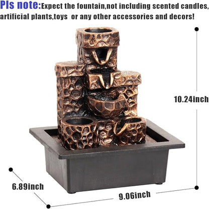 Water Fountain Indoor Moon Themed Tabletop Water Fountain with Candles Holes for Home Decor Meditation (Moon)