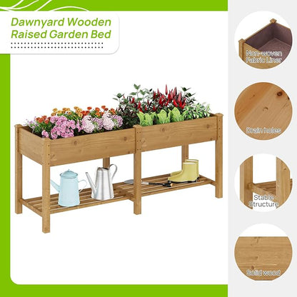 72x24x30.7in Wooden Raised Garden Bed with Legs Elevated Planter Box Gardening Outdoor Planter Box Patio Kit Planting Bed for Vegetables Flowers Herbs Outdoor for Patio Balcony Backyard (Brown, Large)
