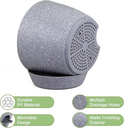 WSMKSZ Big Self Watering Pots 12/10/9 inch, Planter, Plant Pots with Mesh Drainage Holes for Indoor Outdoor Garden Plants, Plastic Flower Pots with Removable Deep Reservoir, Speckled Grey