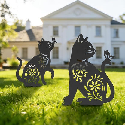 Cat Metal Decorative Garden Stakes, Rust Proof Cat Metal Black Silhouette Decor Garden Stakes for Yard Patio Lawn Decorations, Cats Outdoor Decor Gifts for Women/Men