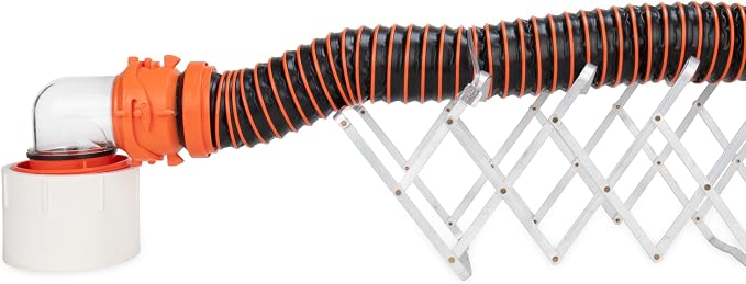 Camco Aluminum Sewer Hose Support, Supports Sewer Hoses Up to 10', Includes Strap Kit to Secure Your Hose in Place, Durable Construction, Lightweight Design, 40351
