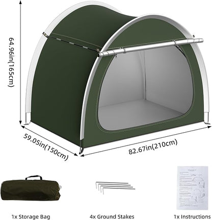 Bike Storage Shed, Oversized Storage Tent for 3-4 Bikes, Portable Foldable Garage/Garden Storage Tents, Waterproof Anti-uv Outdoor Bicycle Cover, Green