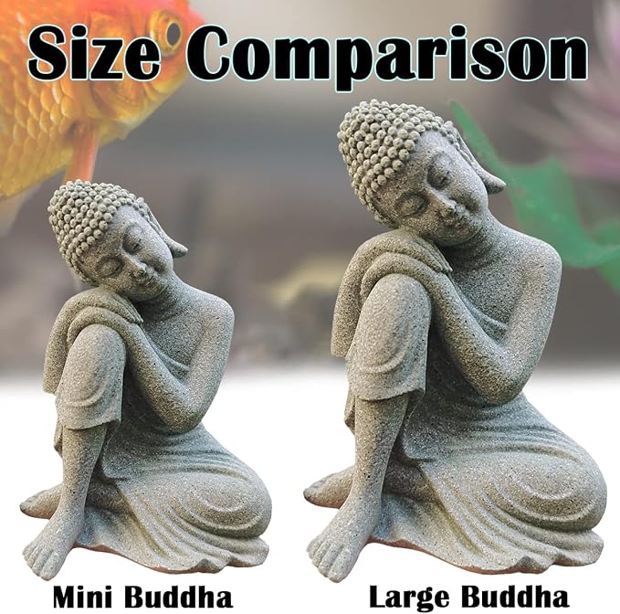 livelyfish Aquarium Buddha Statue Japanese Fish Tank Decorations Heavy-Duty Meditating Buddha for Aquarium Fish Tank Zen Buda Figurine Sculpture Decor, Large-A