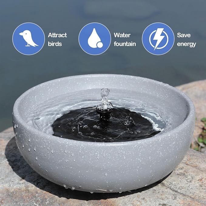 Solar Bird Bath,11.2" Solar Fountain birdbaths for Outdoors,Bird Bath Bubbler,for Garden Patio Terrace Decoration