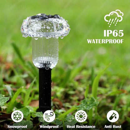 Priddop Pathway Solar Lights Outdoor Waterproof 6000K Cold White LED 8 Pack | Mushroom Yard Garden Decorative Driveway Walkway Outside Patio Replaceable Battery Acrylic ABS Stake Landscape Path Lights