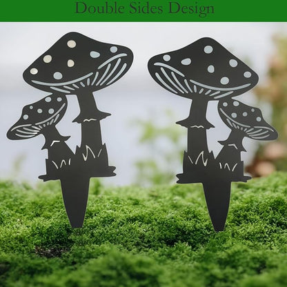 Decorative Garden Stakes， Fairy Garden Stakes, Butterfly Fairy Stakes for Weather Resistant Black Metal Outdoor Decorative Art for Women Gift (Matte Black, 6P-C)