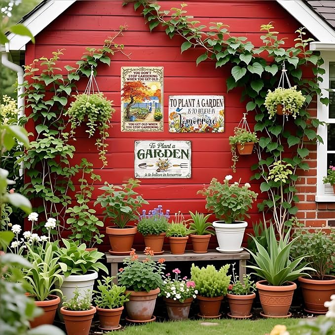 Inspirational Garden Outdoor Metal Tin Sign You Don’t Stop Gardening When You Get Old Outdoor Garden Wall Art for,Motivation Gardening Gift for Women Plant Lovers