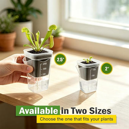 30 Pack 2.5" Small Self Watering Pots for Indoor Plants with 30 Plant Label Mini Clear Plastic Planters with Water Level and Drainage Holes for Propagation, Succulents, and African Violet