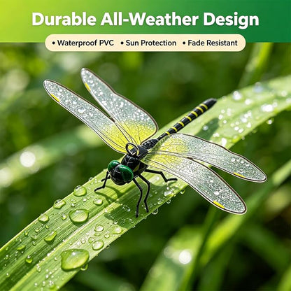 4 Pack Dragonfly Clips, Lifelike Fake Dragonfly Ornaments Outdoor Yard Garden Stakes for Hat,Deer and Horse, Fly Scare Devices for Indoor Outdoor Garden Patio Plants (4 Pack)