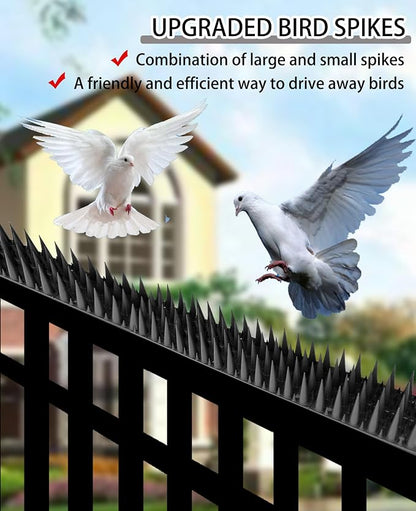 DY.2ten Bird Spikes, 11.8in Deterrent Spike, 10-Pack (9.8ft Total) Fence Spikes Bird for Outside to Keep Bird Squirrel Raccoon Pigeon Cat Away and Keep Birds from Building Nest, Easy to Install