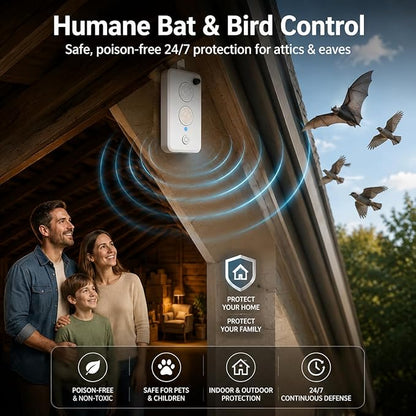 2026 Ultrasonic Bird Repellent Devices Outdoor Bird Repellent for Attic,Rechargeable Pigeon Deterrent Ultrasonic Bat Repellent Indoor to Keep Birds Away from Porch,Yard,Garden,Balconies