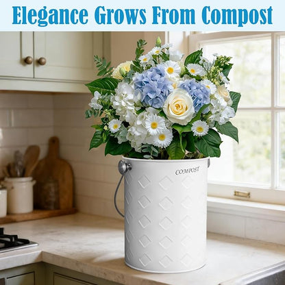 AOSION Countertop Compost Bin Kitchen,Odorless Indoor Compost Bin with Lid | 1 Gallon Composter Container,Removable Inner Bucket,50 Compost Bags,2 Carbon Filters,ideal for food scraps,coffee grounds