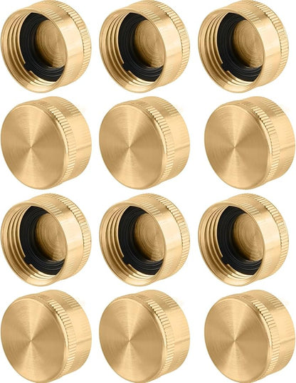 12PCS 3/4" Garden Hose Cap Garden Hose Connector Brass Cap with Washer Female Fitting Cap