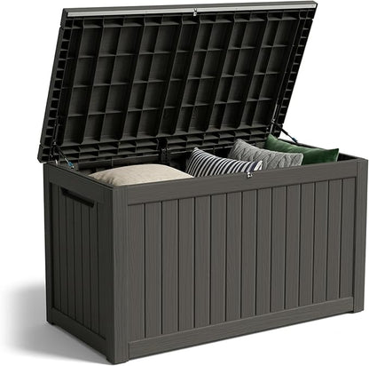 Outdoor Storage Box, 270 Gallon Waterproof Deck Box [Upgraded 3.0], Super-Sized Gas-Spring Resin Trunk for Large Seat Pillows, Heavy-Duty Lockable Backyard Storage Sofa, Garden Lawn, Black