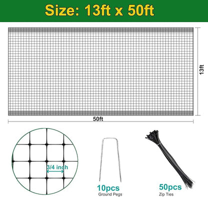 KLEWEE Bird Netting, 13 x 50 FT Heavy Duty Garden Netting for Protect Fruit Trees, Plants and Vegetables from Birds, Deer, Squirrels and Other Animals