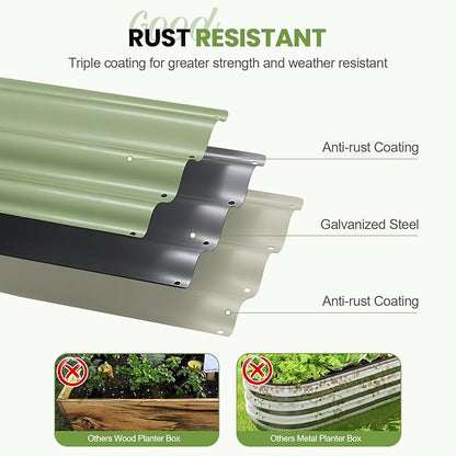 5-in-1 Adjustable Raised Garden Bed Kit | Galvanized Planter Boxes for Vegetables, Flowers | 12" Tall, Multiple Sizes (8x2x1ft, 9x1x1ft, 5x5x1ft, 6x4x1ft, 7x3x1ft) | Outdoor Metal Raised Bed, Green