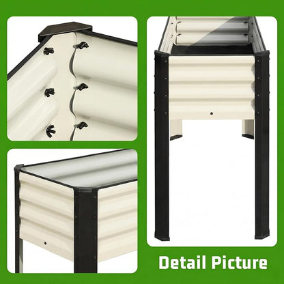 SnugNiture Raised Garden Bed with Legs, 2PCS 48×18×32in Outdoor Metal Elevated Raised Planter Box for Backyard, Patio, Balcony