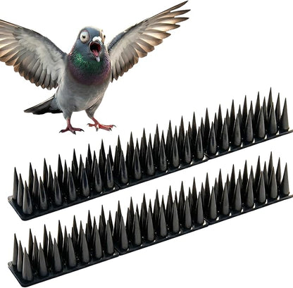 Bird & Animal Deterrent Spikes, 6 Packs Outdoor Plastic Spike Strips for Roof, Ledges, Fence, Walls & Railing, Humane Squirrel, Raccoon & Pigeon Barrier, 6 FT Coverage, Black