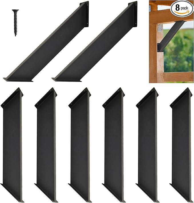 8 Pcs Pergola Brackets, 45-Degree Angle Bracket, Specially for Reinforcing Pergolas and Gazebos Garages, Tree Houses, Patios, Lawns, Cabins, Yards,…