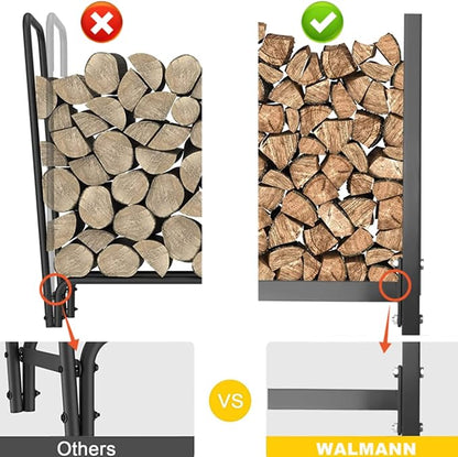 WALMANN 8ft Firewood Rack with Cover, Heavy Duty Firewood Rack With Weather Resistant 600D Oxford Fabric Cover, Indoor/Outdoor Wood Rack for Firewood