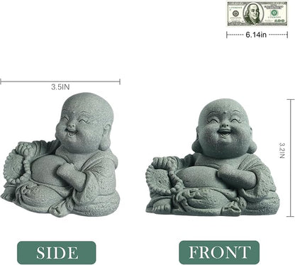Little Buddha Statue for Home, Laughing Buddha Statue - Stone Meditation Zen Decor, Handmade Baby Buddha Figurine, Buda Indoor/Outdoor Aquarium Tank Desktop Decoration (Buddha Sculpture)