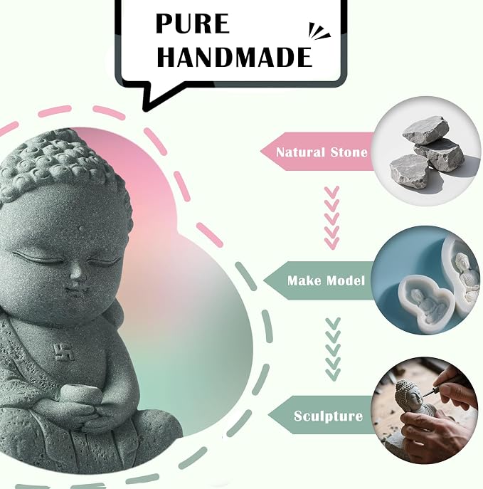 Little Buddha, Sakyamuni Buddha Statue - Handmade Stone for Meditating Zen Fish Aquarium Tank Desktop Decor, Baby Buddha Figurine, Buddha Statue Indoor, Buddha Statue Outdoor, Buddha Statues for Home