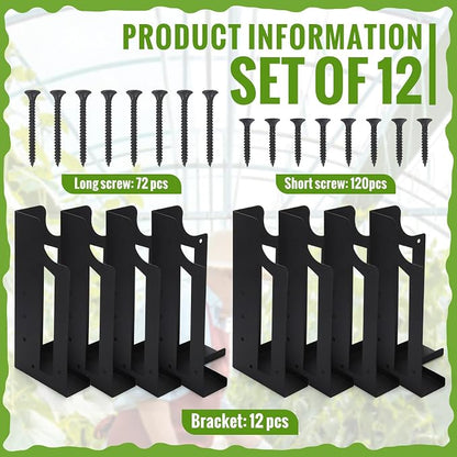 MorningRo 12 Pack Raised Garden Bed Corner Brackets with Securing Lip Fits Lumber up to 2" x 12" Metal Garden Corner Bracket for Wood Frame Bed 4.7" L x 2" W x 10.5" H