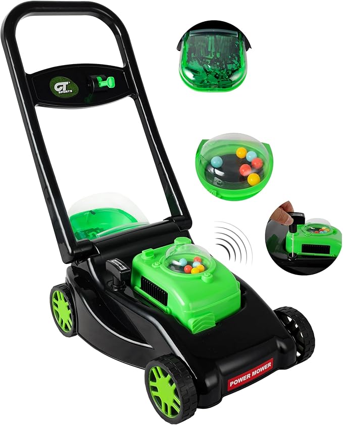 Kids Lawn Mower with Realistic Grass-Cutting Action and Sounds – No Batteries Required | Fun Outdoor Push Toy, Birthday Gift & Holiday Present for 3, 4, 5, 6Year Old Boys and Girls (Black)