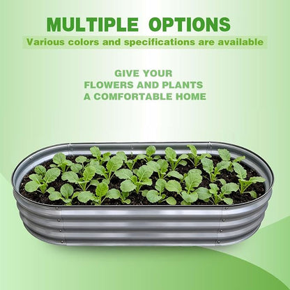 GrowHaus 4x2x1ft Galvanized Raised Garden Bed, Planter Boxes Outdoor Metal Garden Beds for Planting Vegetables Flowers Herbs Silver 2 Pack