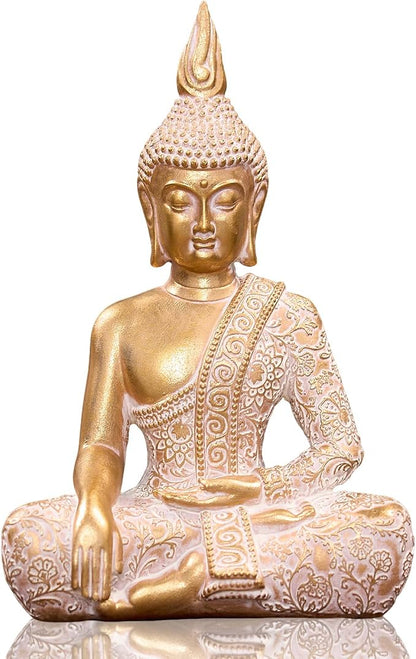 Gold Buddha Statue7.87 Inch for Home Decor- Zen Buddha Statue -Serene Meditation Decor with Blessing Services Included