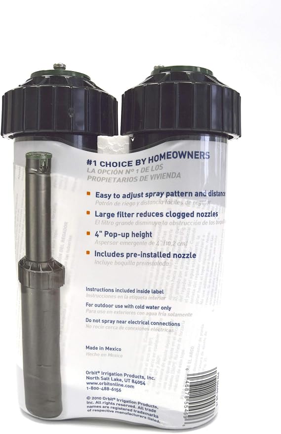 Orbit Watermaster 55461 Voyager 4-Inch Adjustable Pop-Up Gear Drive Sprinkler Head, Black, 2 Count (Pack of 2)