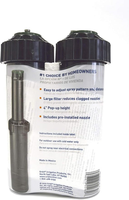 Orbit Watermaster 55461 Voyager 4-Inch Adjustable Pop-Up Gear Drive Sprinkler Head, Black, 2 Count (Pack of 2)